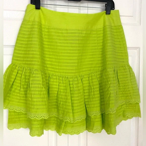 FARM Rio Skirt Neon Green Ruffled Mini Skirt size Large - Picture 3 of 11